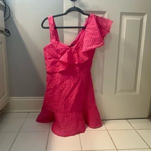Pink Fabrik ruffle mini dress